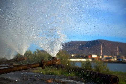 Release of harmful substances into the environment. Nature pollution concept Stock Photos