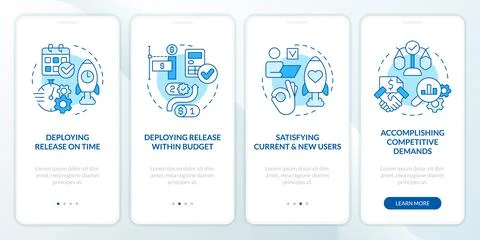 Release management key indicators blue onboarding mobile app screen イラスト素材