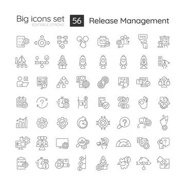 Release management linear big icons set イラスト素材