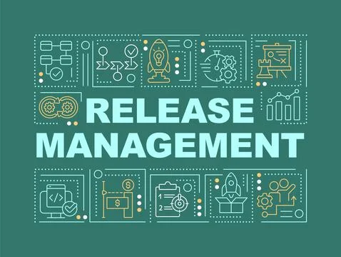 Release management word concepts dark green banner Stock Illustration