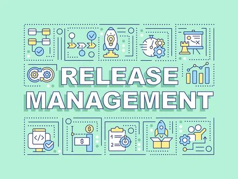Release management word concepts light blue banner Stock Illustration