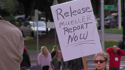 Release the mueller report, Protest sign Video stock 155134867