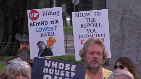 Release the mueller report, Several protest signs Stock Footage 155134933