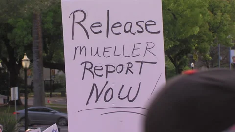 Release the mueller report, Sign, "Release Mueller report NOW" Video stock 155134953