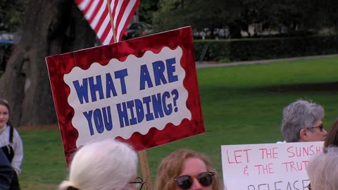 Release the mueller report, Sign, "What are you Hiding?" Stock Footage 155134878