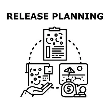 Release planning process concept for project management Illustrazione stock