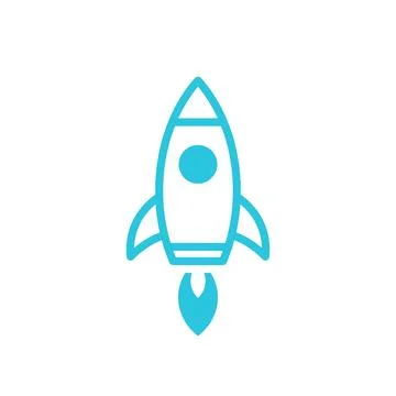 Release product icon, Rocket, Isolated on white background. From blue icon se Stock Illustration
