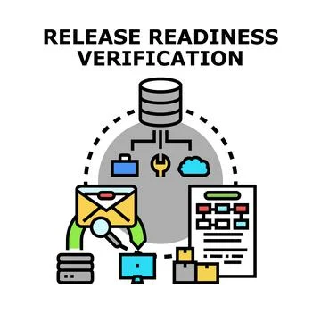 Release readiness verification process with database and development tools 库存插图
