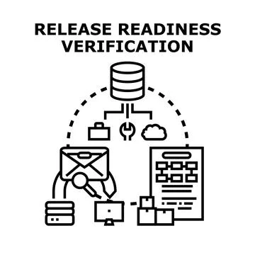 Release readiness verification process with database and development tools Stock Illustration