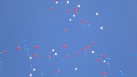 Released balloons flying to the sky Stock Footage 153612219