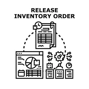 Releasing inventory orders and tracking stock management process Stock-Illustration