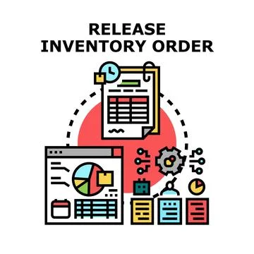 Releasing inventory orders and tracking stock management process Stock-Illustration