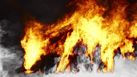 A relentless blaze consumes the outer structure and its rooftop, casting a fiery Video stock 259327802