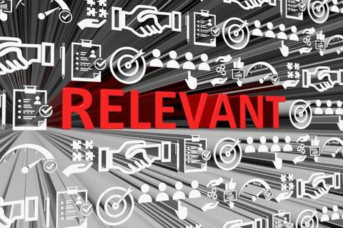 RELEVANT concept blurred background 3d render illustration Stock Illustration