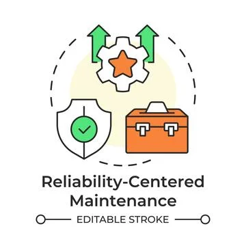 Reliability centered maintenance multi color concept icon Stock Illustration