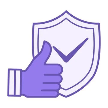 Reliability Color Icon. Vector Icon of Thumbs Up and Protection Sign. Core .. Illustrazione stock