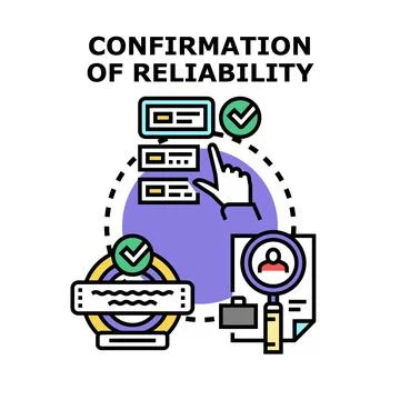 Reliability confirmation process validating document and data Stock Illustration