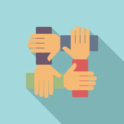 Reliability group icon flat vector. Social hand Stock Illustration