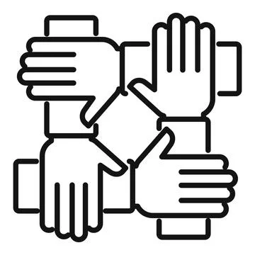 Reliability group icon outline vector. Social hand Stock Illustration