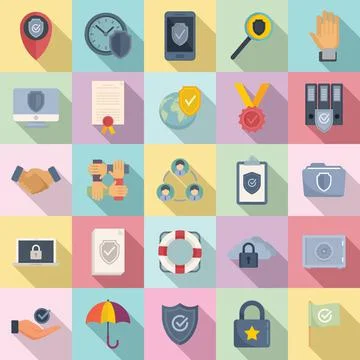Reliability icons set flat vector. Customer principles イラスト素材