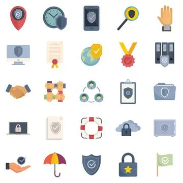 Reliability icons set flat vector. Customer principles Stock Illustration