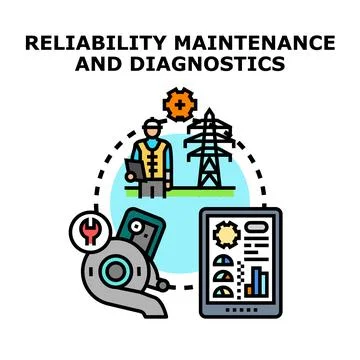 Reliability maintenance and diagnostics concept vector illustration Stock Illustration