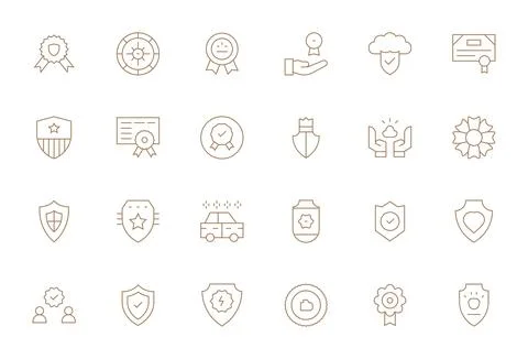 Reliability Vector Icon Arsenal with 24 128x128 Thin Line Pixel Optimized d.. 스톡 일러스트