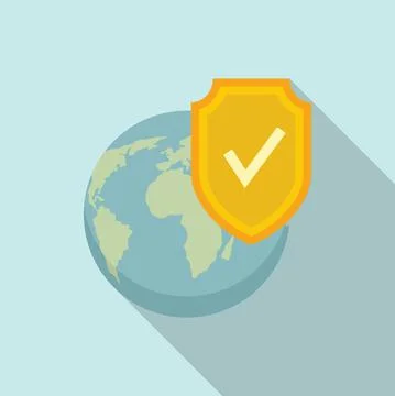 Reliability world icon flat vector. Globe trip Stock Illustration