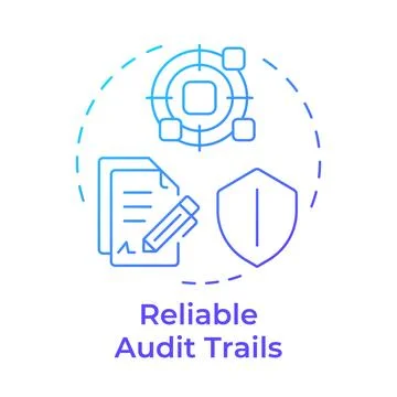 Reliable audit trials blue gradient concept icon Stock Illustration