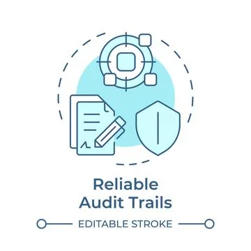 Reliable audit trials soft blue concept icon Stock Illustration