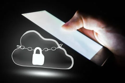 Reliable cloud data security concept. Stock Photos
