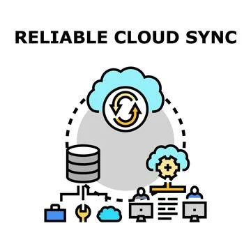 Reliable cloud sync technology connecting data across devices 스톡 일러스트