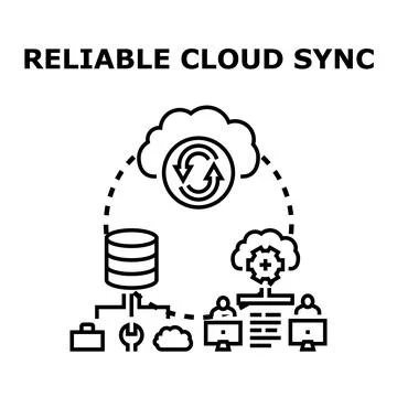 Reliable cloud sync technology connecting data across devices 스톡 일러스트
