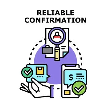 Reliable confirmation concept validating business order delivery payment Stock Illustration