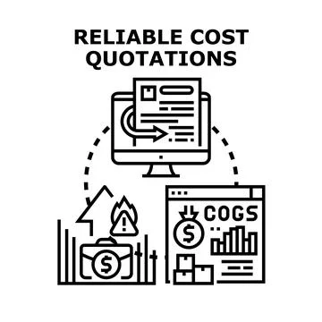 Reliable cost quotations process on digital screen Stock Illustration