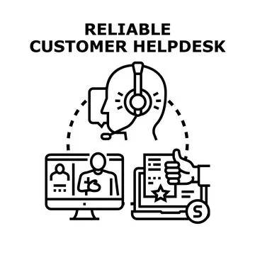 Reliable customer helpdesk assisting clients online Stock Illustration