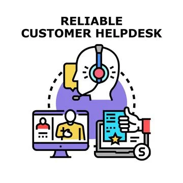 Reliable customer helpdesk assisting clients online Stock Illustration