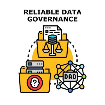 Reliable data governance policy management and security concept Stock Illustration