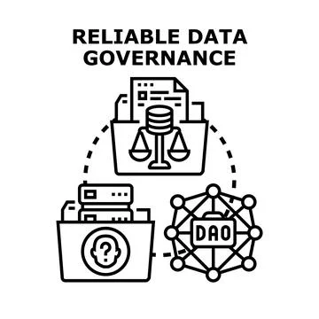 Reliable data governance policy management and security concept Stock Illustration