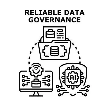 Reliable data governance system for information security and management Stock Illustration