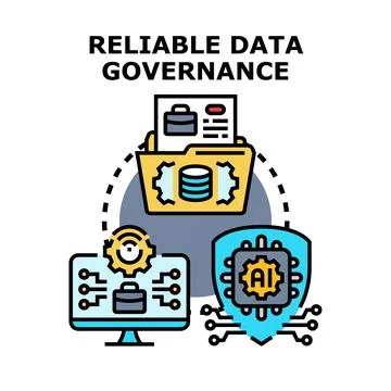 Reliable data governance system for information security and management Stock Illustration