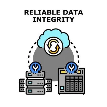 Reliable data integrity maintaining information storage and security Stock Illustration