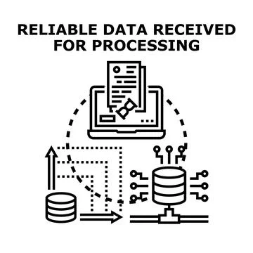 Reliable data receiving processing and management concept Illustrazione stock