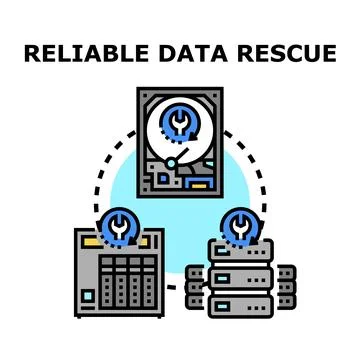 Reliable data rescue service concept network Stock Illustration