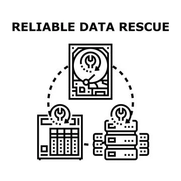 Reliable data rescue service concept network Stock Illustration