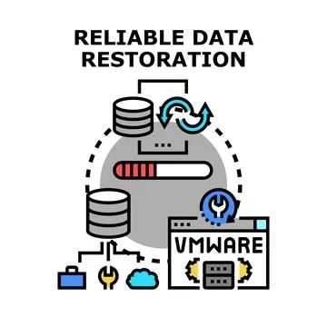 Reliable data restoration backup and recovery process Stock Illustration