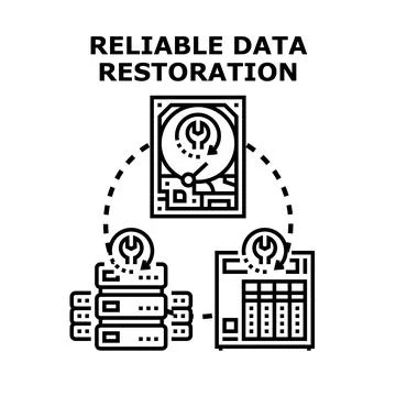 Reliable data restoration from server and database system Illustrazione stock