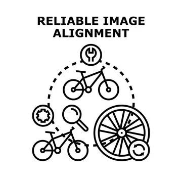 Reliable image alignment concept visualizing repairing bicycle Stock Illustration