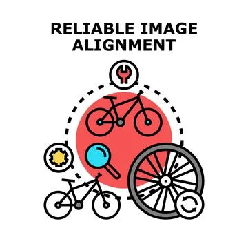 Reliable image alignment concept visualizing repairing bicycle Stock Illustration