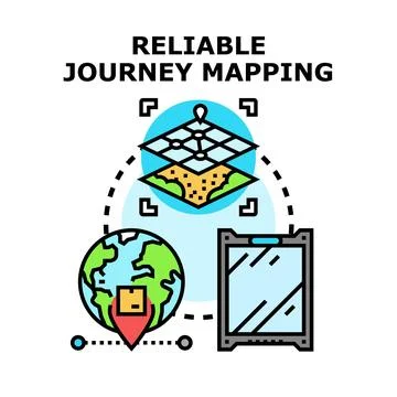 Reliable journey mapping concept with global delivery analytics Stock Illustration